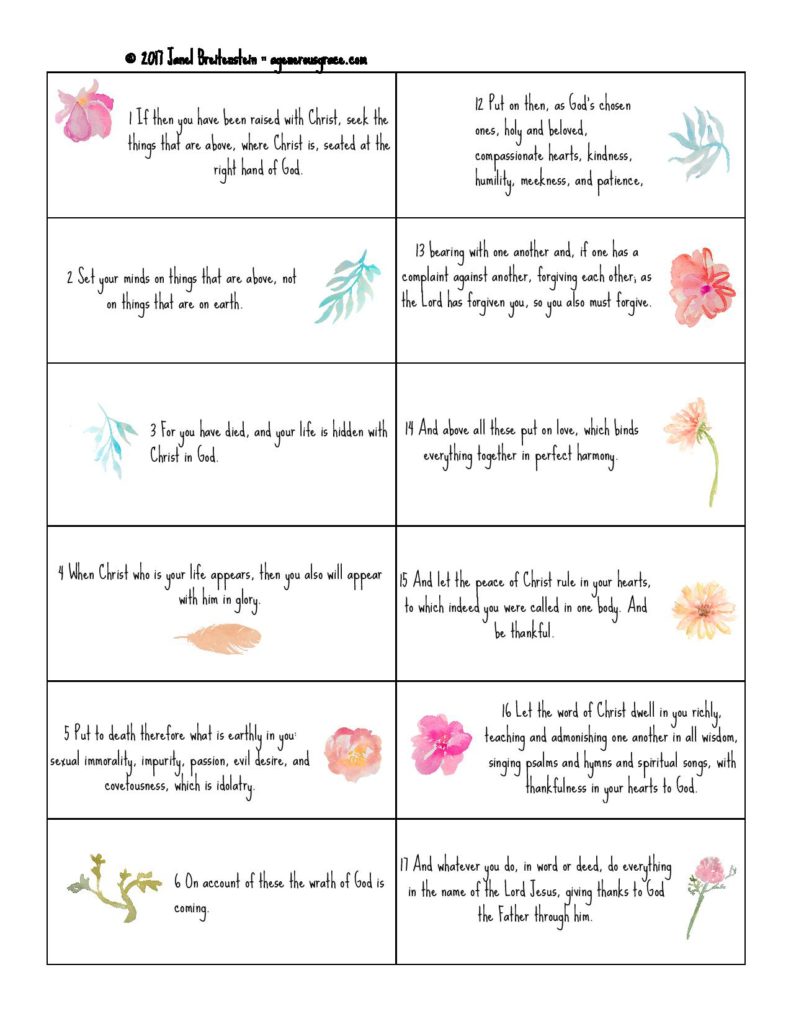 Colossians 3 Scripture memory printable