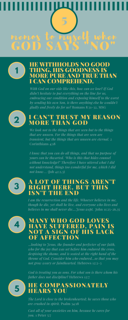 memos to myself when god says no infographic